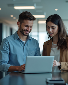 Man and woman at laptop
